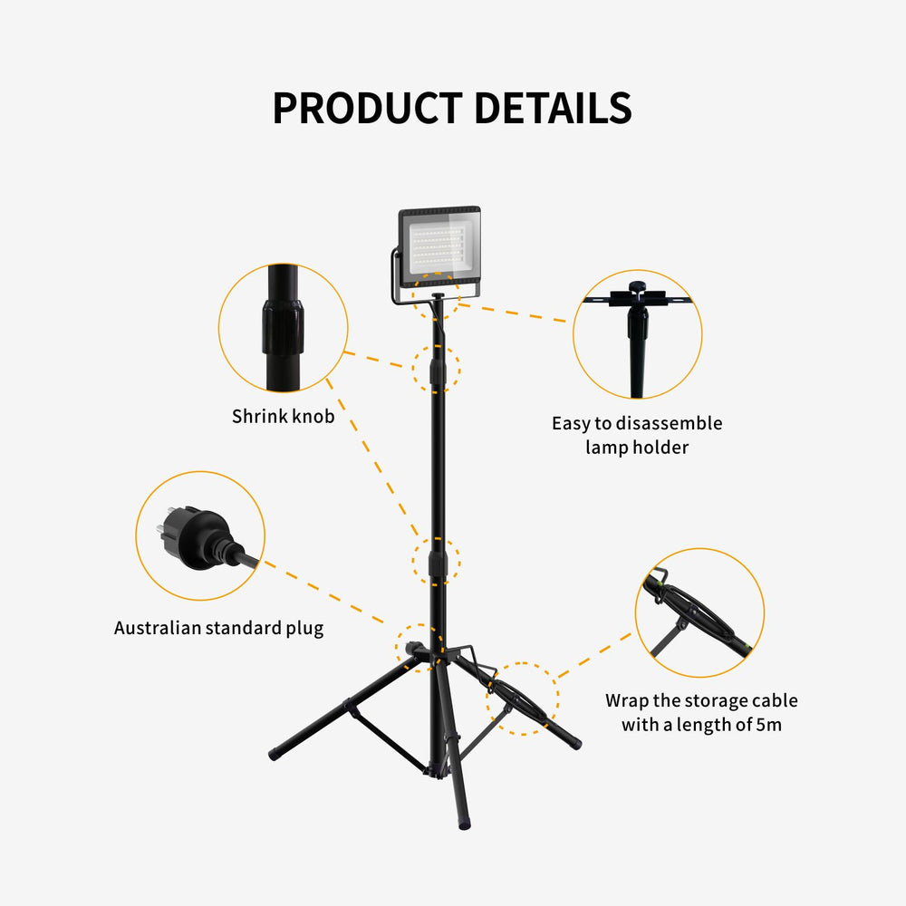 Outway Outdoor Work Light Adjustable Tripod Stand 100W LED Spotlight Flood Lights/1.55m Stand