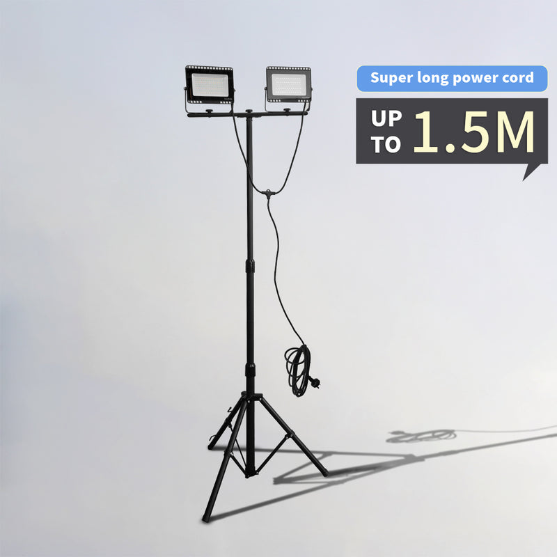 Outway Outdoor Work Light Adjustable Tripod Stand 2 x 50W LED Spotlight Flood Lights/1.55m Stand