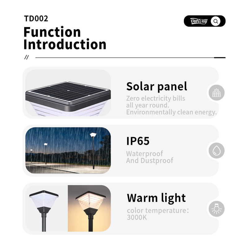 Outway TD002 Solar Garden Light | Pole Not Included