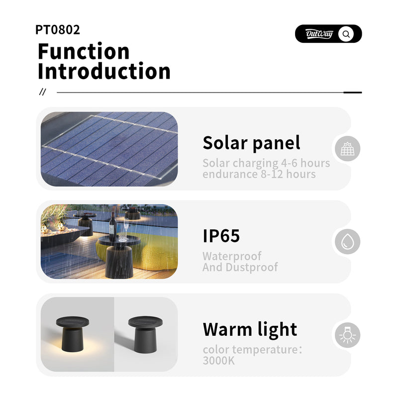 Outway Solar Round Table Lamp PT0802