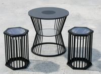 Hexagon Outdoor Furniture with Solar Lights PF003| 30H Glow | D270 Stool + D600 Table
