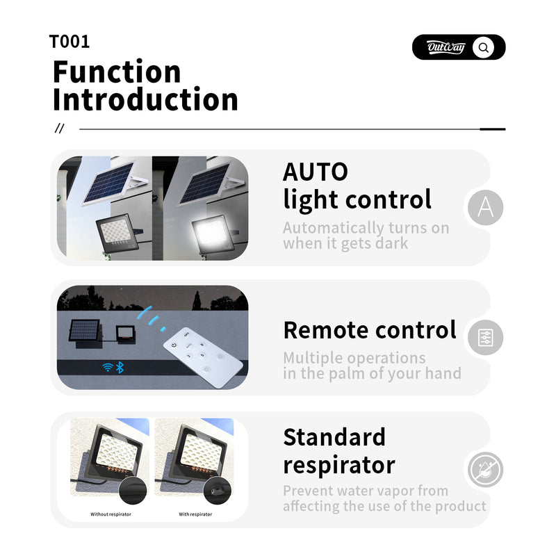 Solar Motion Sensor Floodlight Garden Security Light T001ES-400W