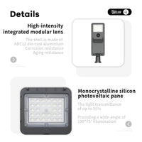 Outdoor Solar Street Light, Waterproof, Motion Sensor, Remote T007-180W