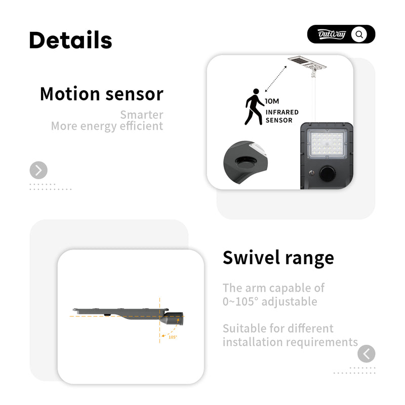 Outdoor Solar Street Light Waterproof High Brightness Motion Sensor With Remote Control For Garage Garden T007-60W