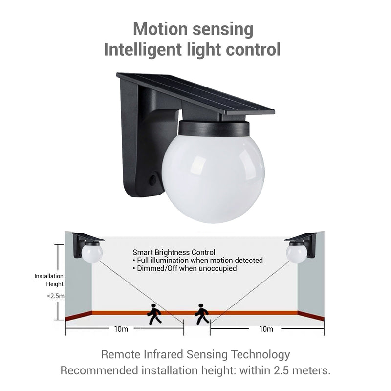 Contemporary solar light with monocrystalline panel for patios/gardens