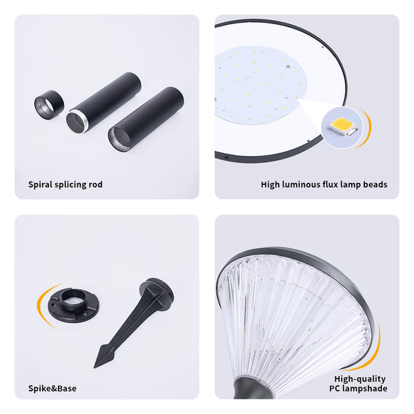 Automatic solar yard light with dusk-to-dawn sensor for effortless operation.