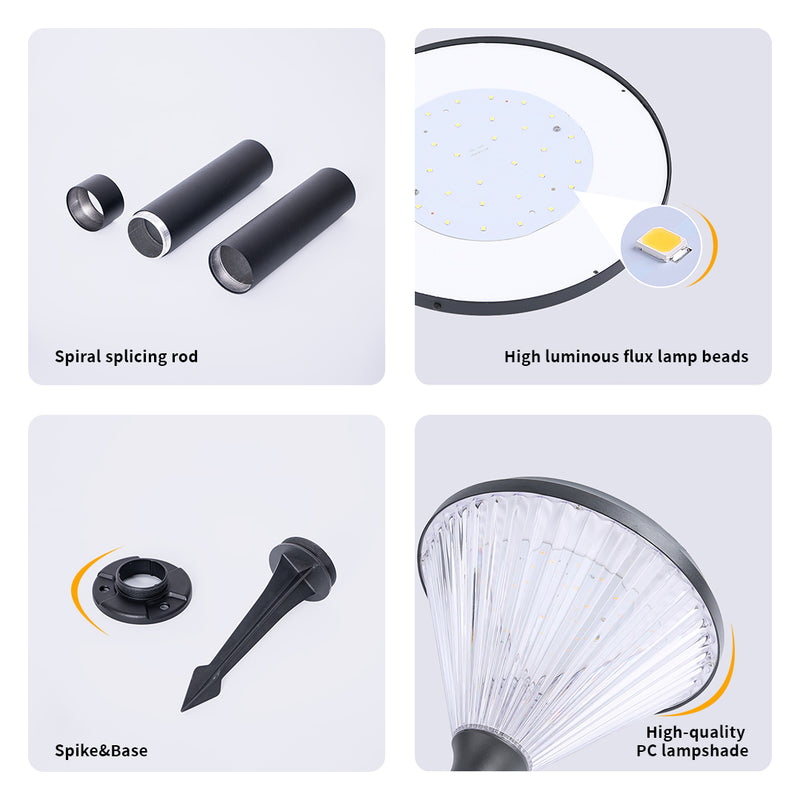 Automatic solar yard light with dusk-to-dawn sensor for effortless operation.