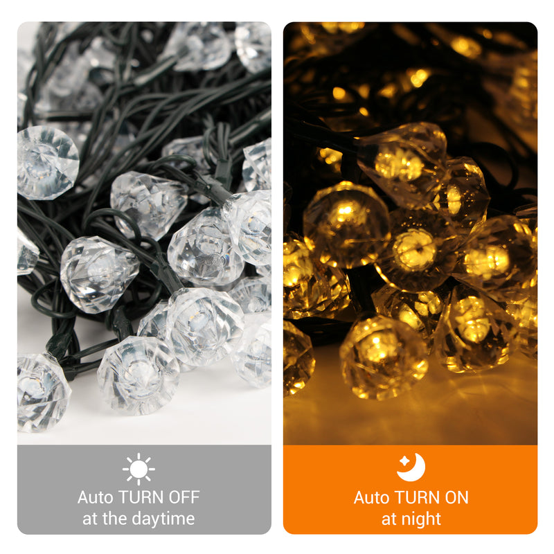 Solar Fairy Lights with Remote - 12M 100 LED Warm White & 8 Modes PT0610