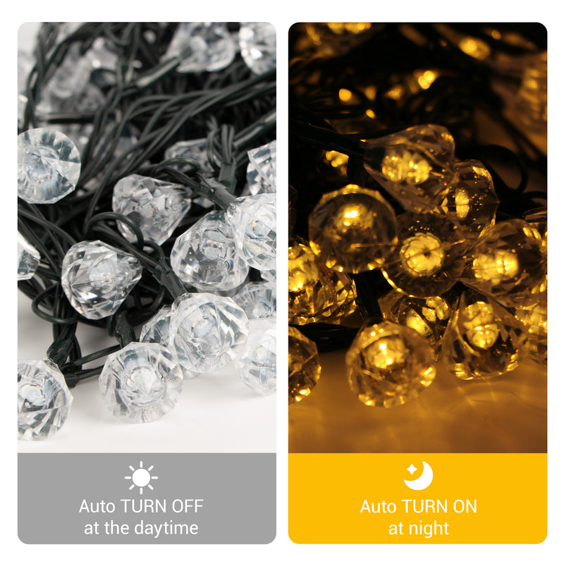 Solar Fairy Lights with Remote - 12M 100 LED Warm White & 8 Modes PT0610