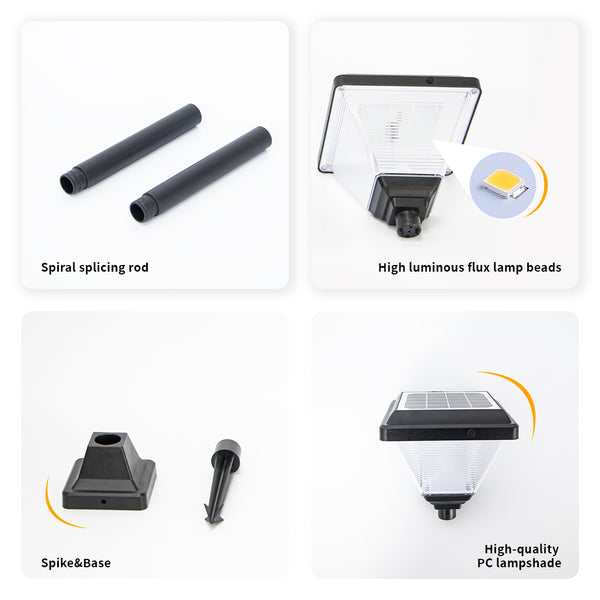Bright LED solar walkway light, ideal for paths, flowerbeds, and courtyards.