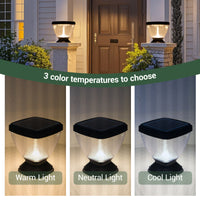 Solar pillar lightwith color temperature options displayed.