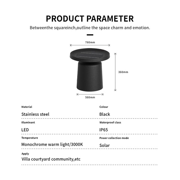 Easy to install solar table lamp requiring no wiring or setup.
