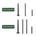 Set of lamp posts with labeled lengths 
