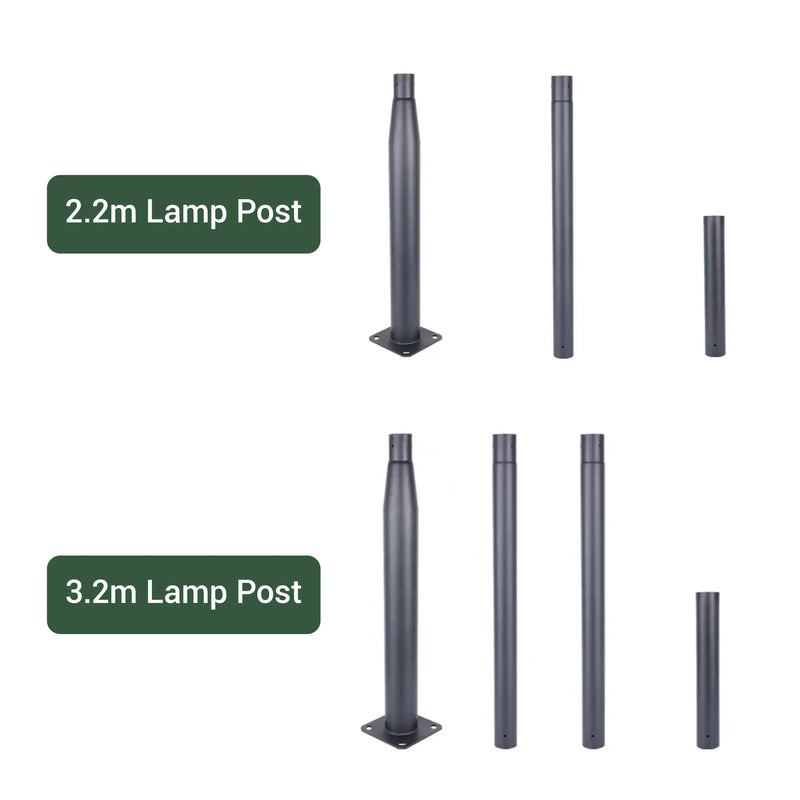 Set of lamp posts with labeled lengths 