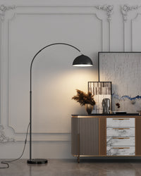 Elegant marble base providing stability to the floor lamp.