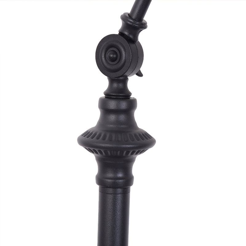 Floor lamp blending modern and traditional styles.