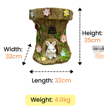 Solar Tree Stump Stool A003  | Garden Seat & Light | 2-in-1 Solar Stool