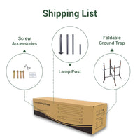 Shipping list diagram with components and a cardboard box 