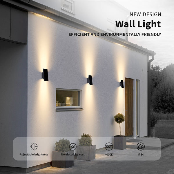 Waterproof solar exterior wall light with bright LED illumination for outdoor use.