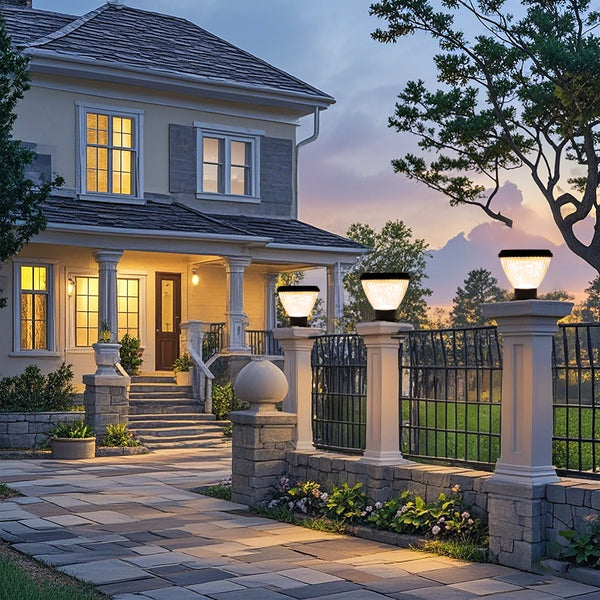 Bright solar garden lamp with energy-efficient LED and automatic dusk-to-dawn operation.