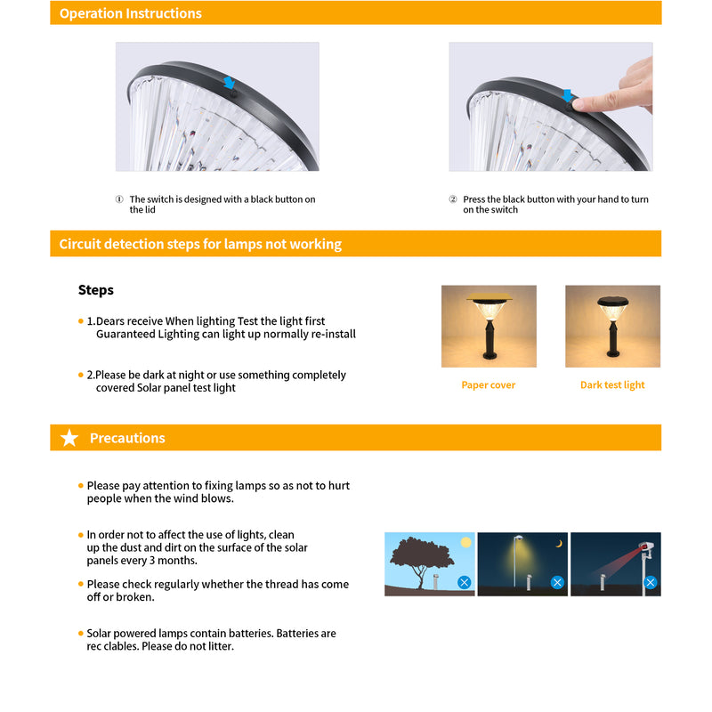 Solar post light for outdoor use, designed to withstand harsh weather conditions.