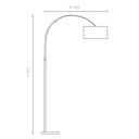 Close-up of sleek arch and fabric shade detailing.