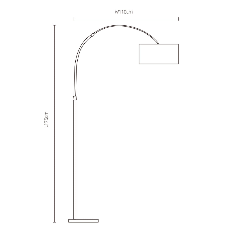 Close-up of sleek arch and fabric shade detailing.