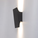 Weather-resistant outdoor solar wall light with efficient LED brightness.